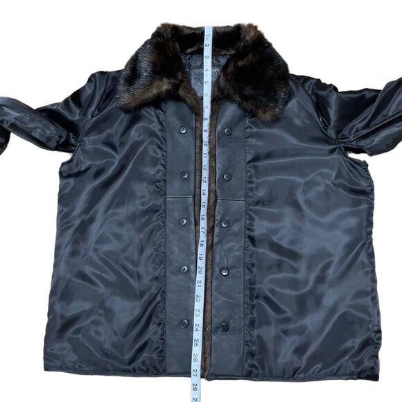 KATHY IRELAND Faux Fur Leather Trim Open Jacket LARGE - Picture 9 of 16